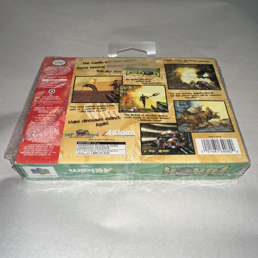 Turok: Dinosaur Hunter (Nintendo 64 N64) CIB Complete Original Shrink Wrap, Open